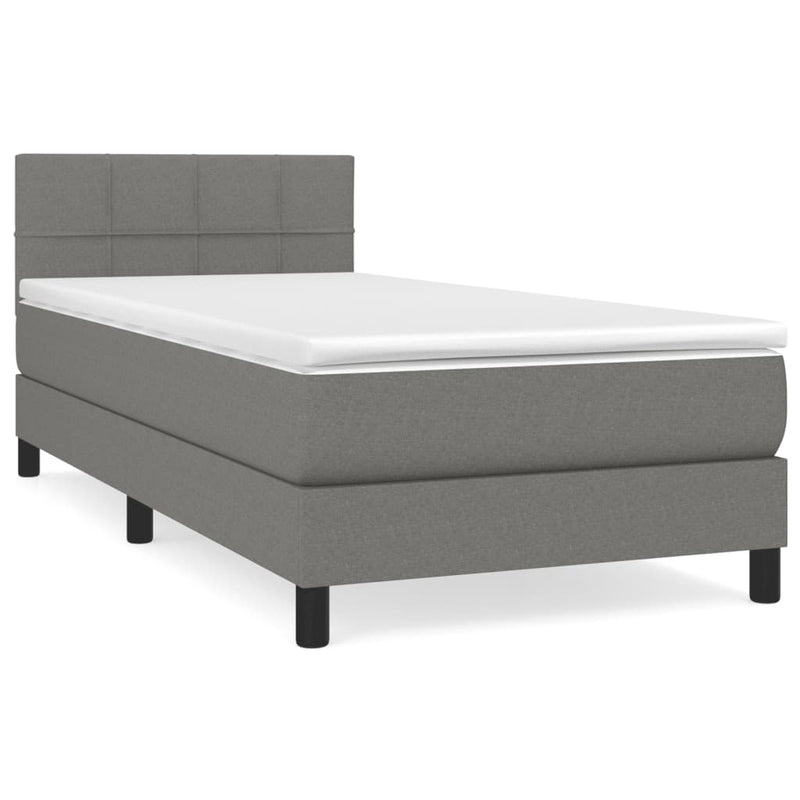 Pat box spring cu saltea, gri închis, 80x200 cm, textil