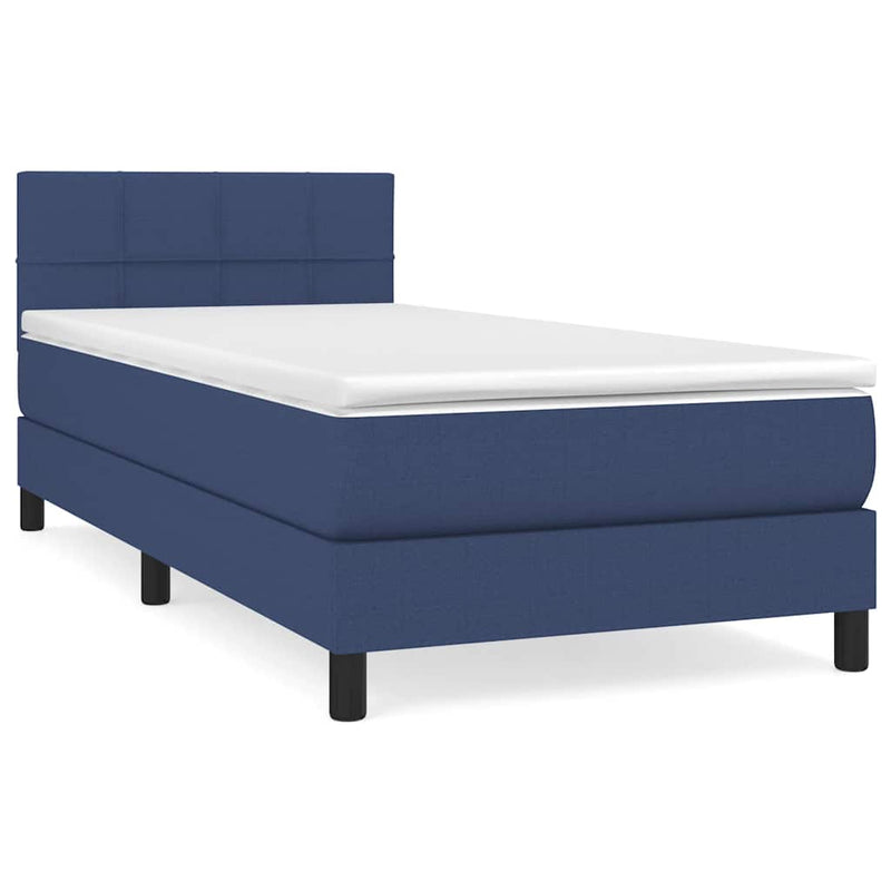Pat box spring cu saltea, albastru, 80x200 cm, textil