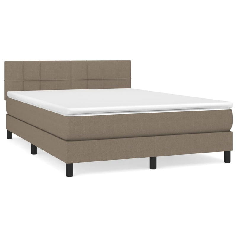 Pat box spring cu saltea, gri taupe, 140x200 cm, textil