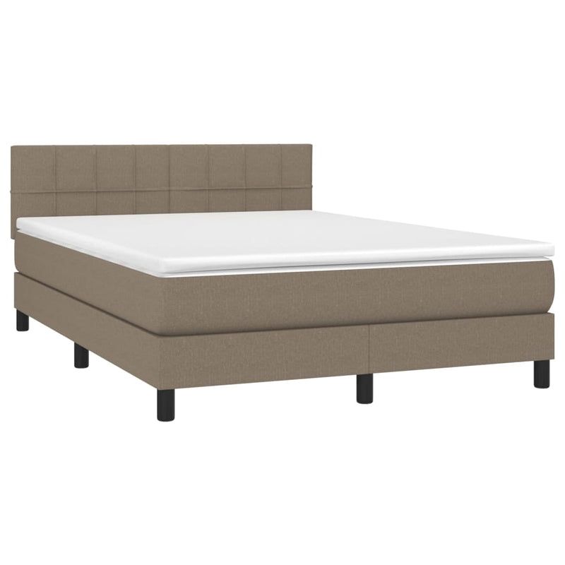 Pat box spring cu saltea, gri taupe, 140x200 cm, textil