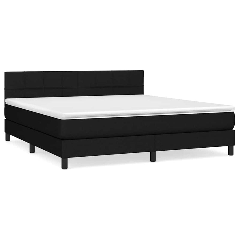 Pat box spring cu saltea, negru, 160x200 cm, textil