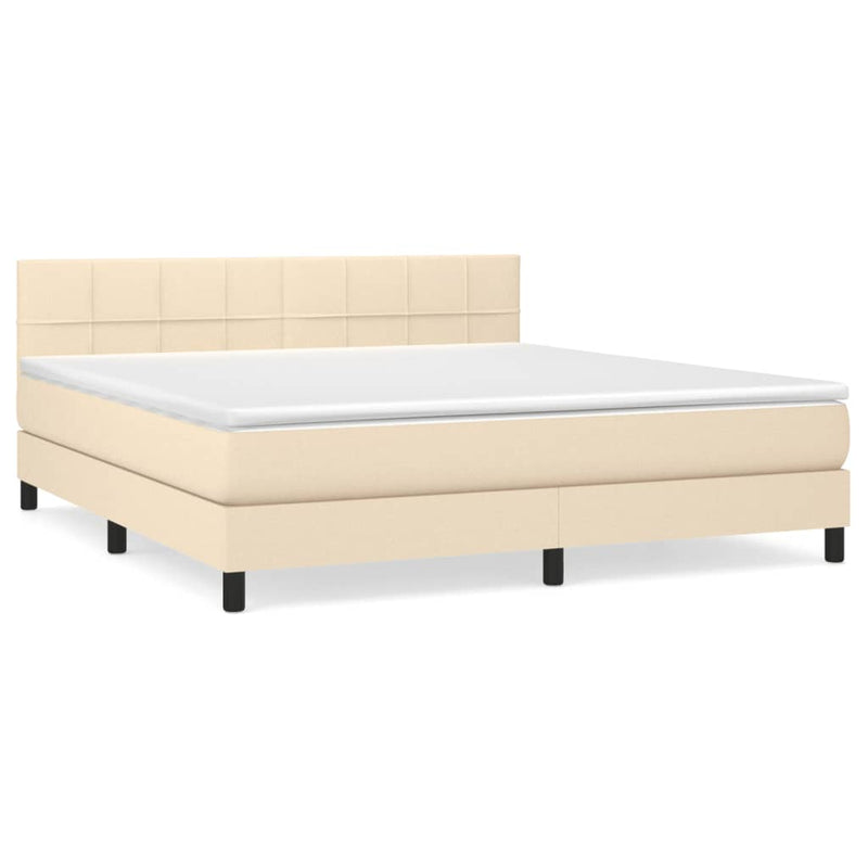 Pat continental cu saltea, crem, 180x200 cm, textil