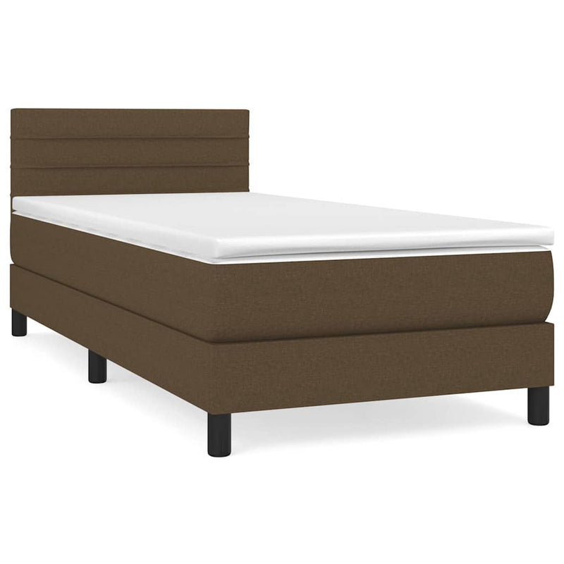 Pat box spring cu saltea, maro închis, 80x200 cm, textil