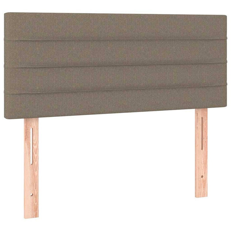Pat box spring cu saltea, gri taupe, 90x190 cm, textil