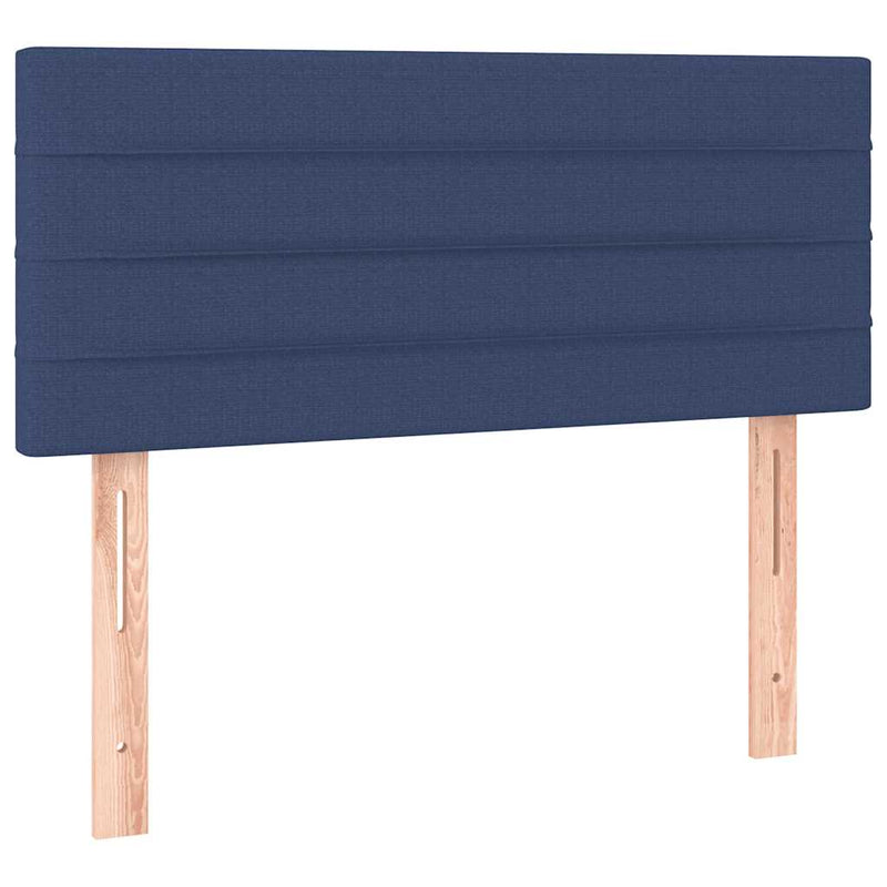 Pat box spring cu saltea, albastru, 90x190 cm, textil