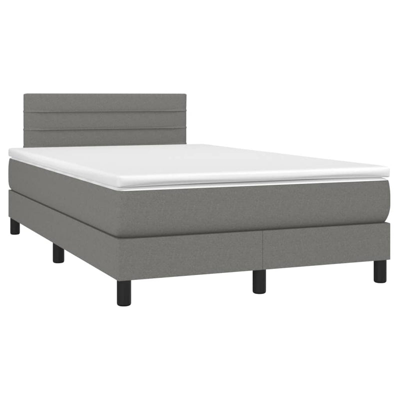 Pat box spring cu saltea, gri închis, 120x200 cm, textil