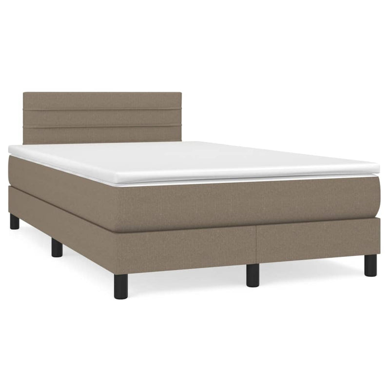 Pat box spring cu saltea, gri taupe, 120x200 cm, textil