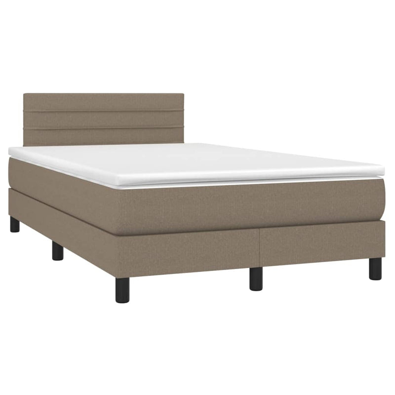 Pat box spring cu saltea, gri taupe, 120x200 cm, textil