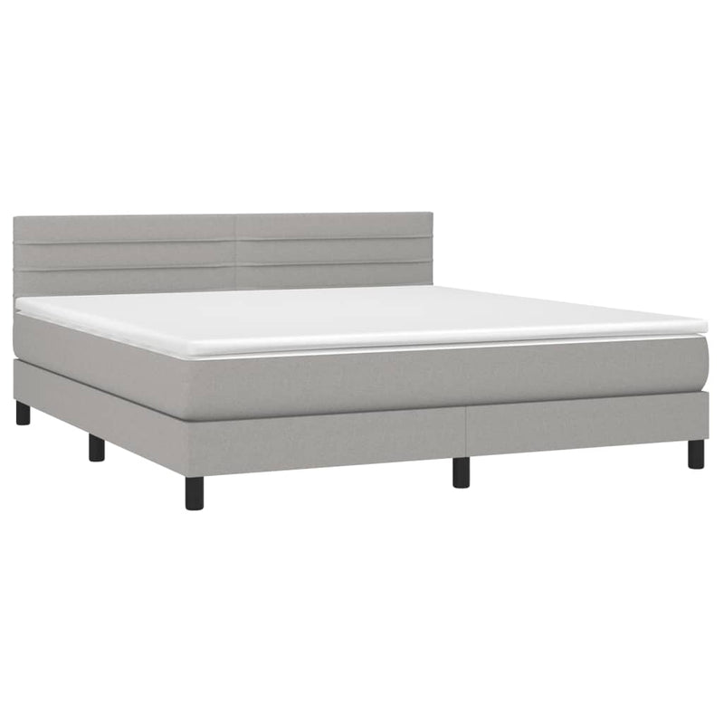 Pat continental cu saltea, gri deschis, 160x200 cm, textil