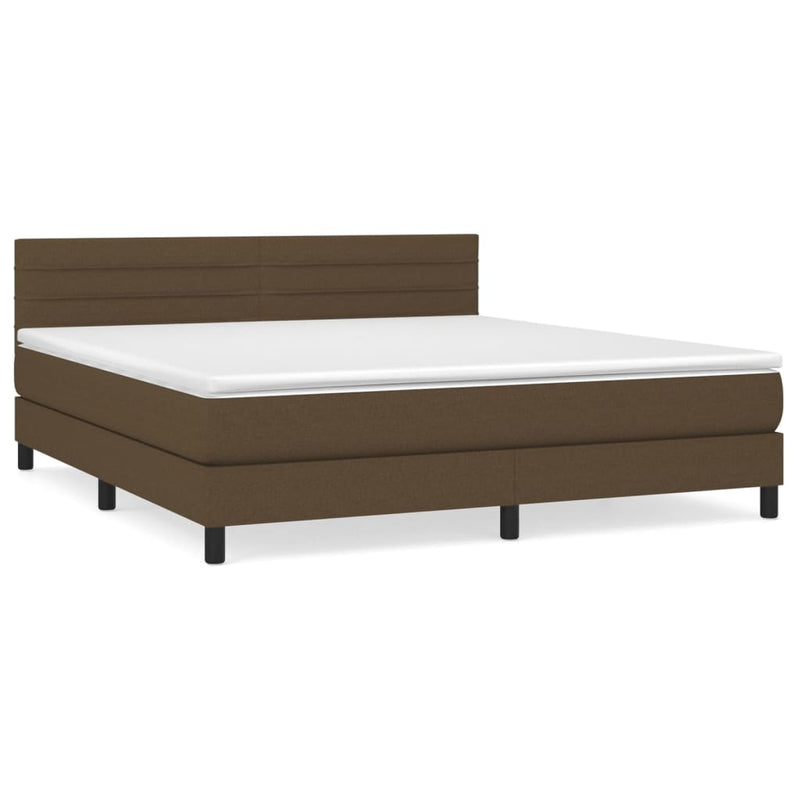 Pat box spring cu saltea, maro închis, 160x200 cm, textil
