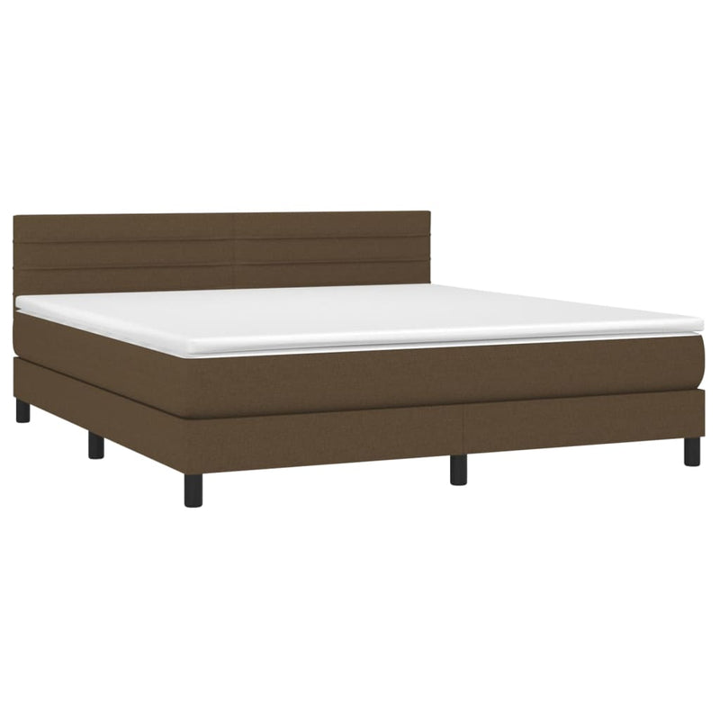 Pat box spring cu saltea, maro închis, 160x200 cm, textil