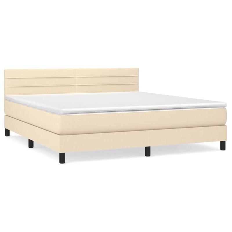 Pat continental cu saltea, crem, 180x200 cm, textil