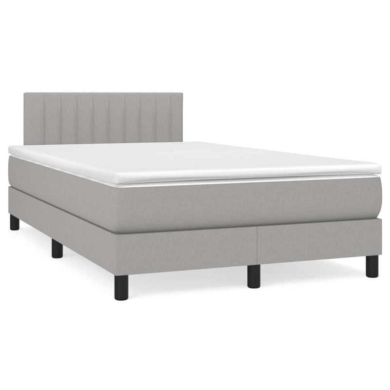 Pat box spring cu saltea, gri deschis, 120x200 cm, textil