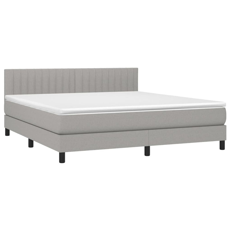 Pat continental cu saltea, gri deschis, 160x200 cm, textil