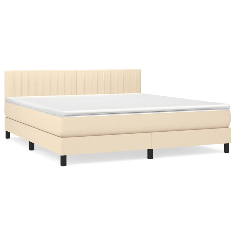 Pat continental cu saltea, crem, 180x200 cm, textil