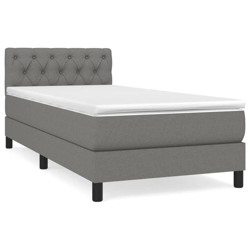 Pat box spring cu saltea, gri închis, 80x200 cm, textil