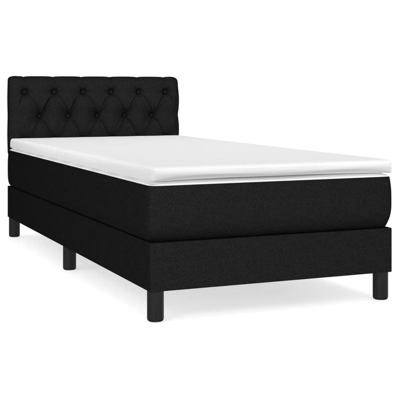 Pat box spring cu saltea, negru, 80x200 cm, textil