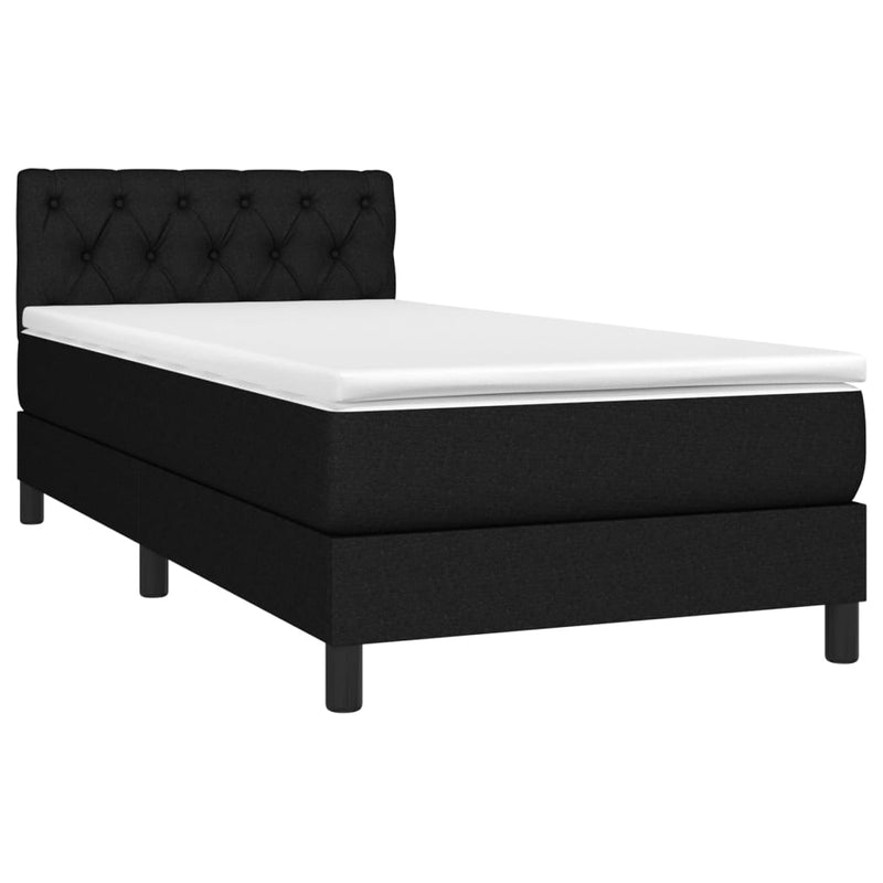 Pat box spring cu saltea, negru, 80x200 cm, textil