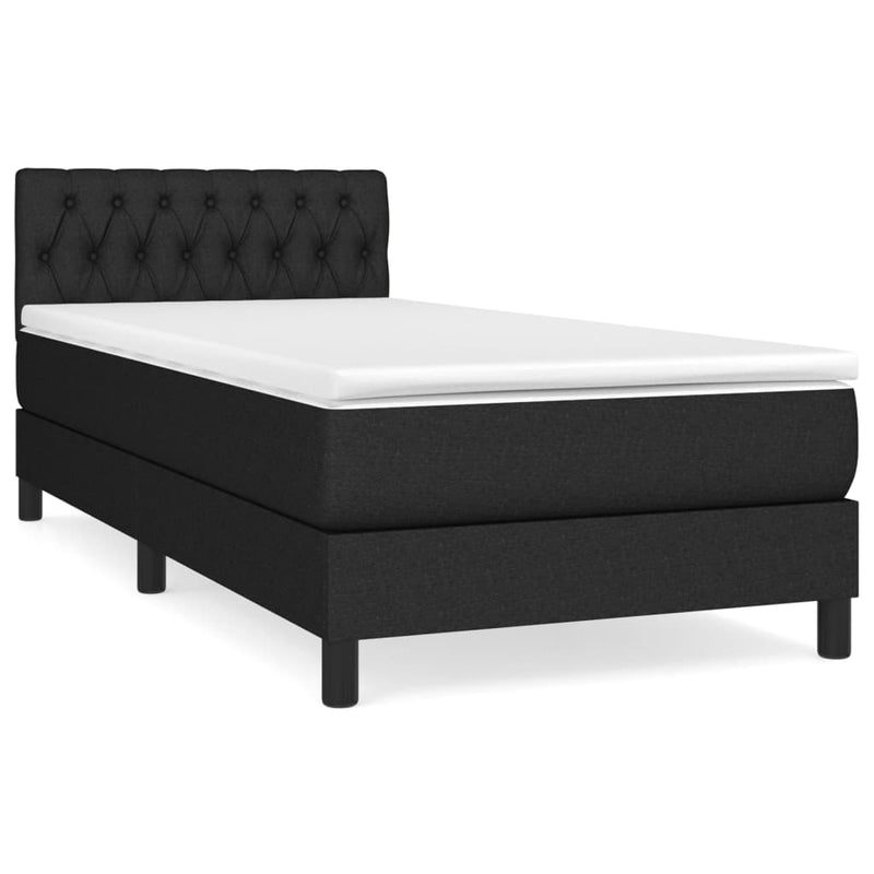 Pat box spring cu saltea, negru, 100x200 cm, textil