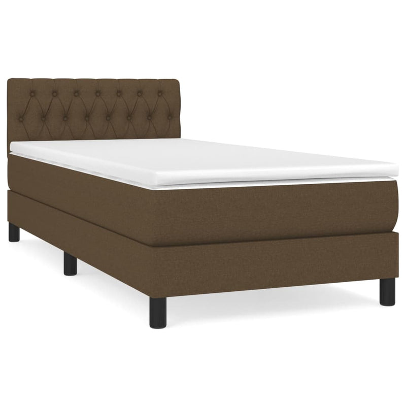 Pat box spring cu saltea, maro închis, 100x200 cm, textil