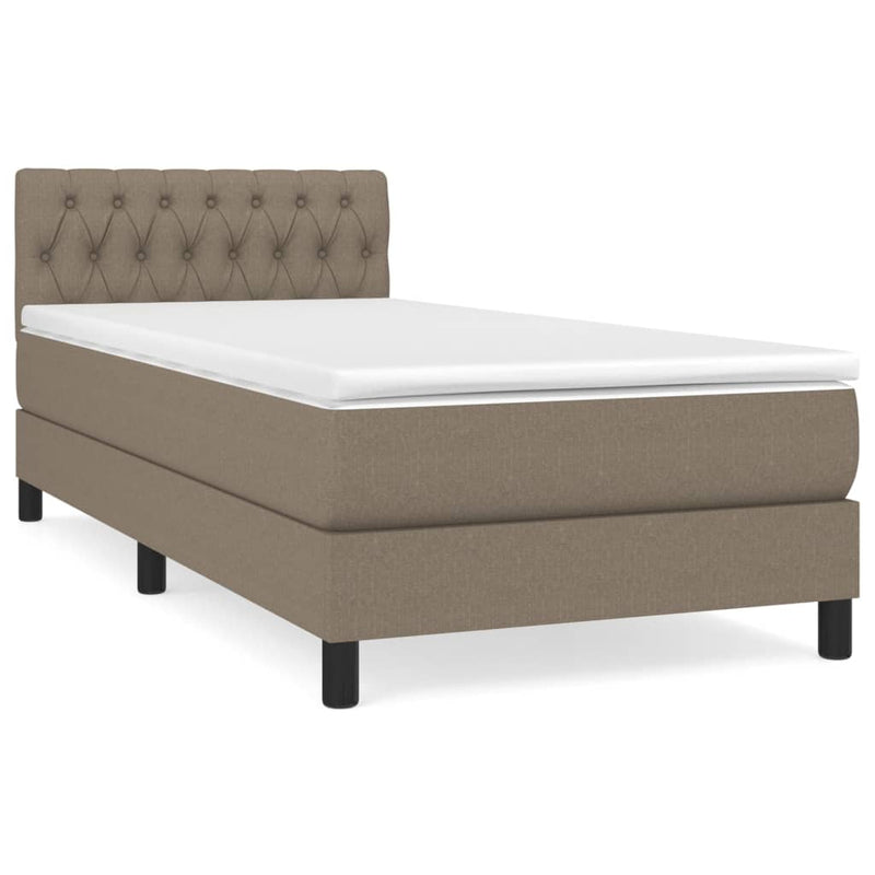 Pat box spring cu saltea, gri taupe, 100x200 cm, textil