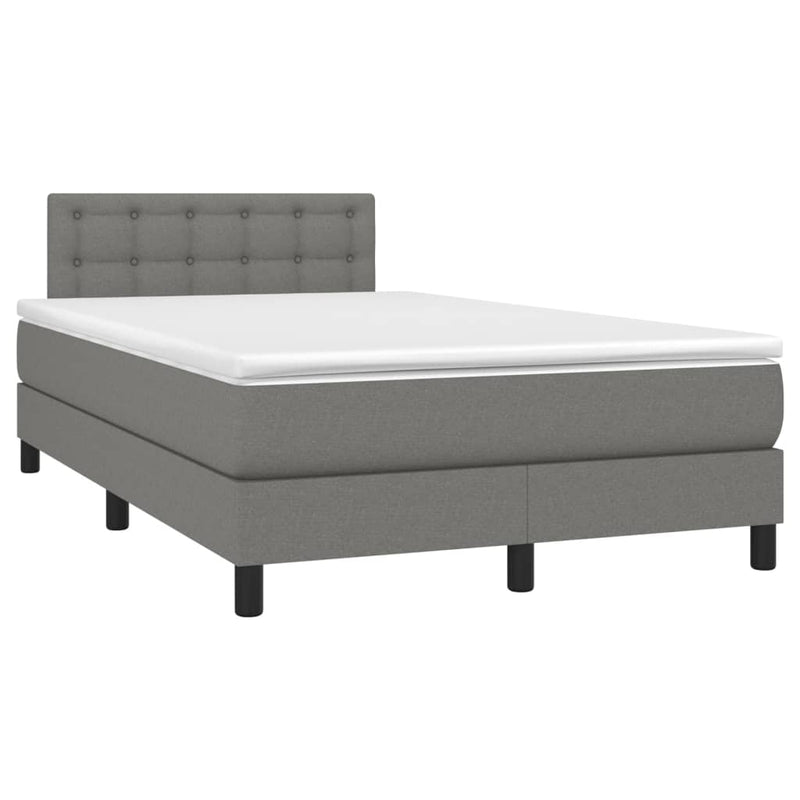 Pat box spring cu saltea, gri închis, 120x200 cm, textil