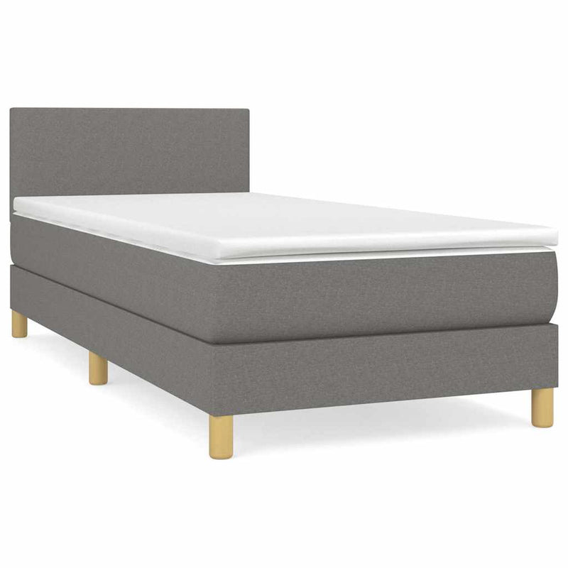 Pat box spring cu saltea, gri închis, 80x200 cm, textil