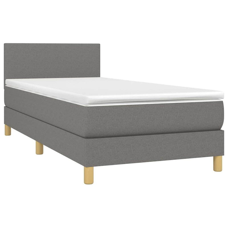 Pat box spring cu saltea, gri închis, 80x200 cm, textil