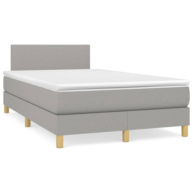 Pat box spring cu saltea, gri deschis, 120x200 cm, textil