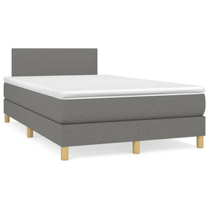 Pat box spring cu saltea, gri închis, 120x200 cm, textil