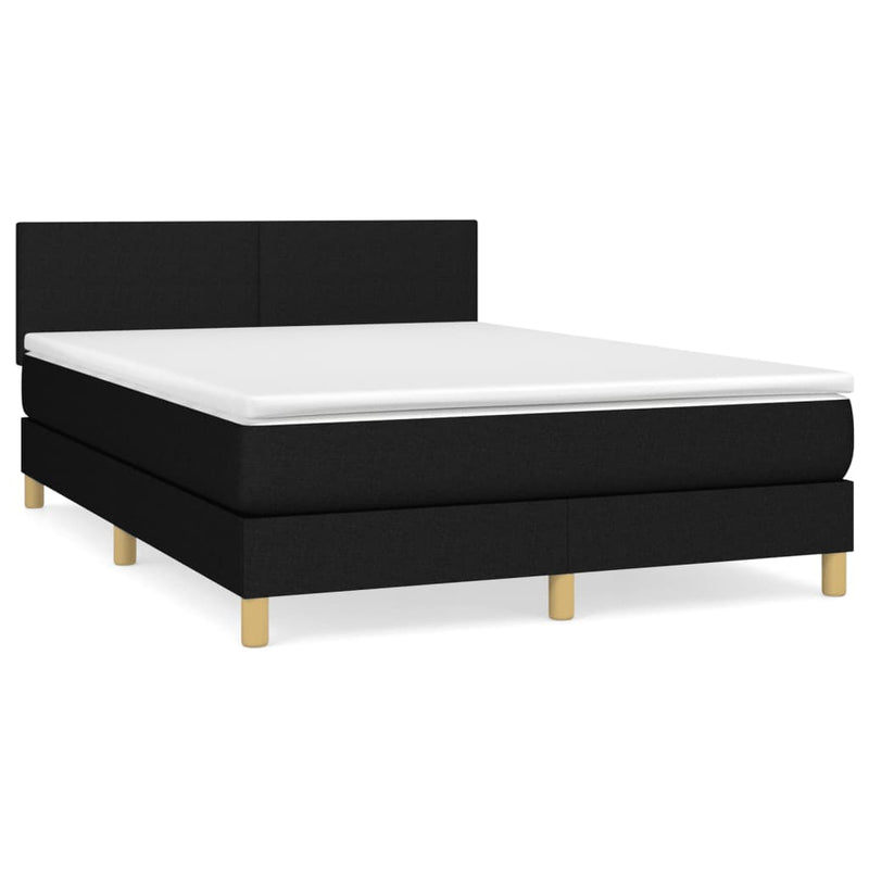 Pat box spring cu saltea, negru, 140x190 cm, textil