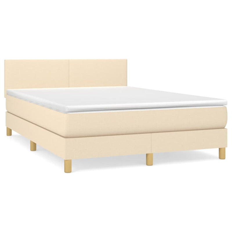 Pat continental cu saltea, crem, 140x200 cm, material textil