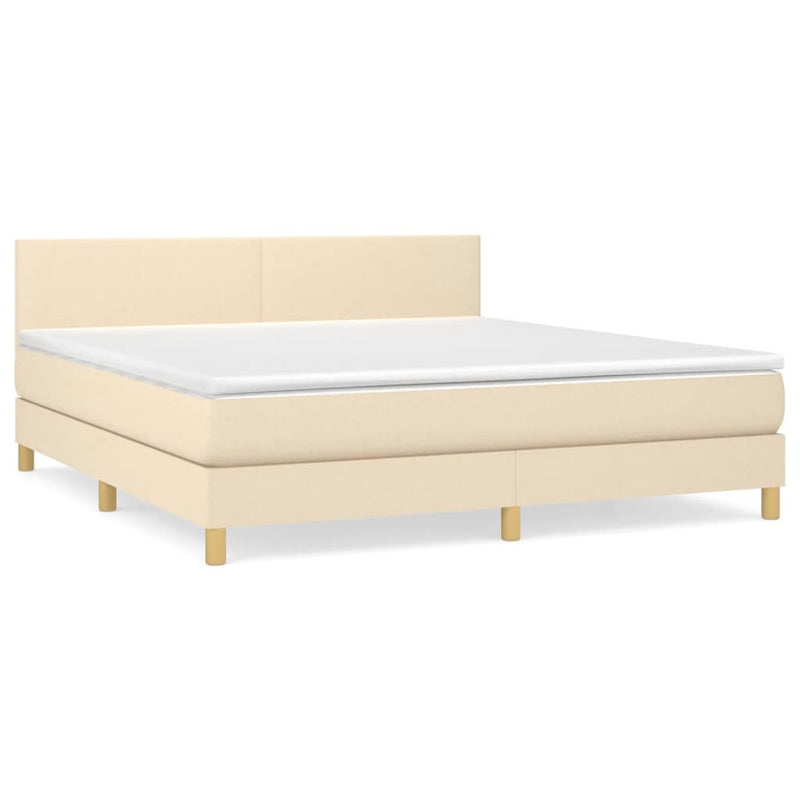 Pat continental cu saltea, crem, 180x200 cm, textil