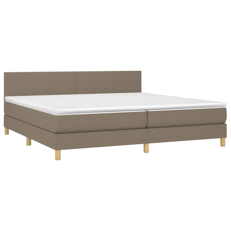 Pat box spring cu saltea, gri taupe, 200x200 cm, textil