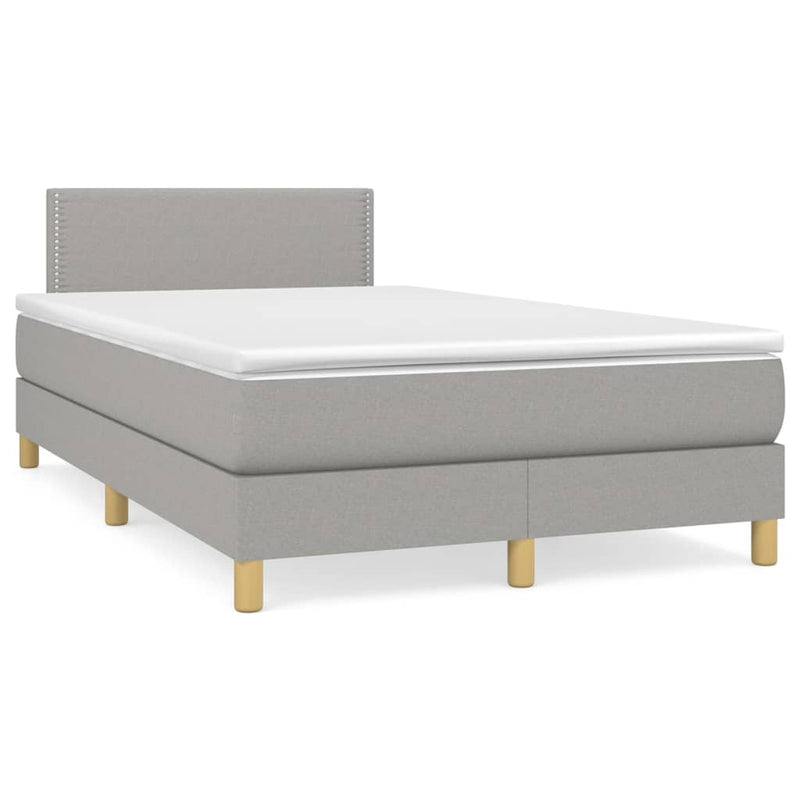 Pat box spring cu saltea, gri deschis, 120x200 cm, textil