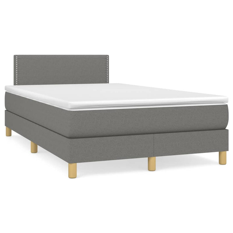 Pat box spring cu saltea, gri închis, 120x200 cm, textil