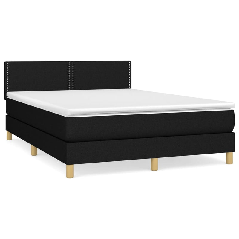 Pat box spring cu saltea, negru, 140x190 cm, textil