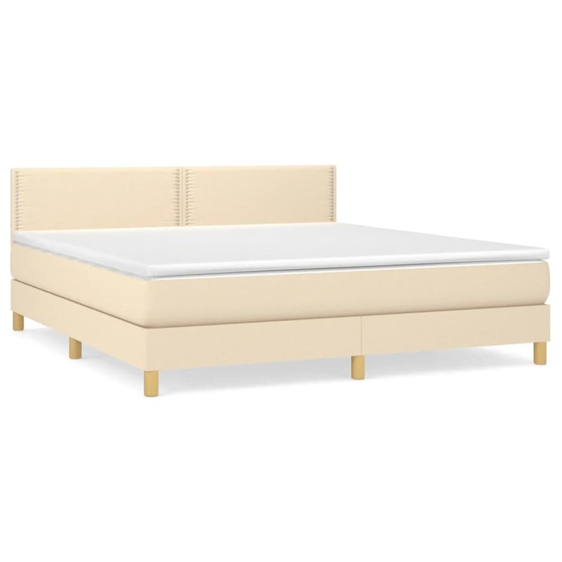 Pat continental cu saltea, crem, 180x200 cm, textil