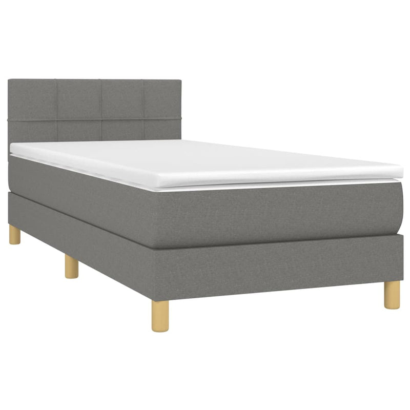 Pat box spring cu saltea, gri închis, 80x200 cm, textil