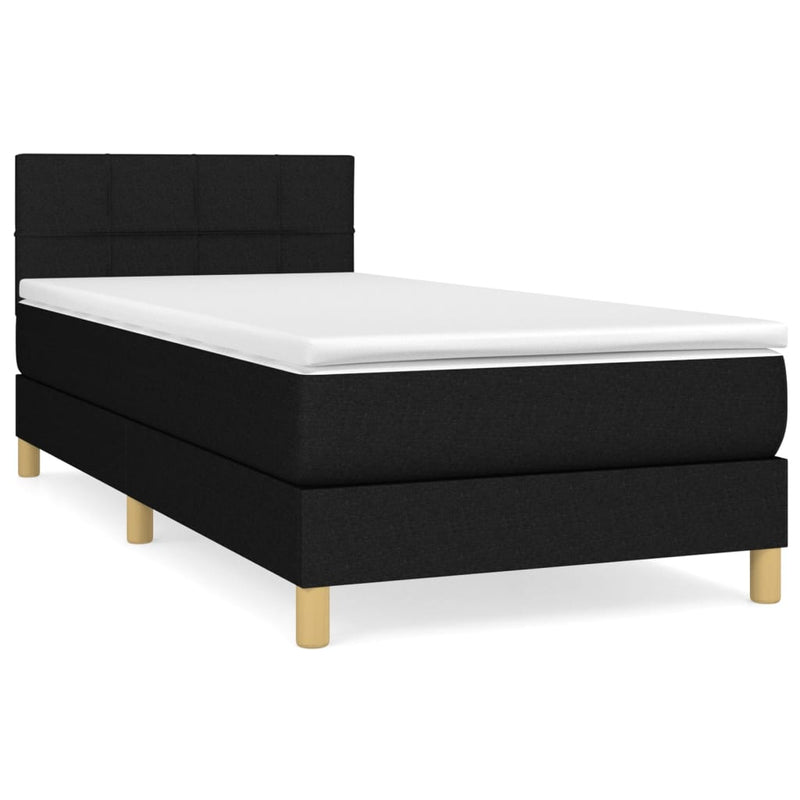 Pat box spring cu saltea, negru, 80x200 cm, textil