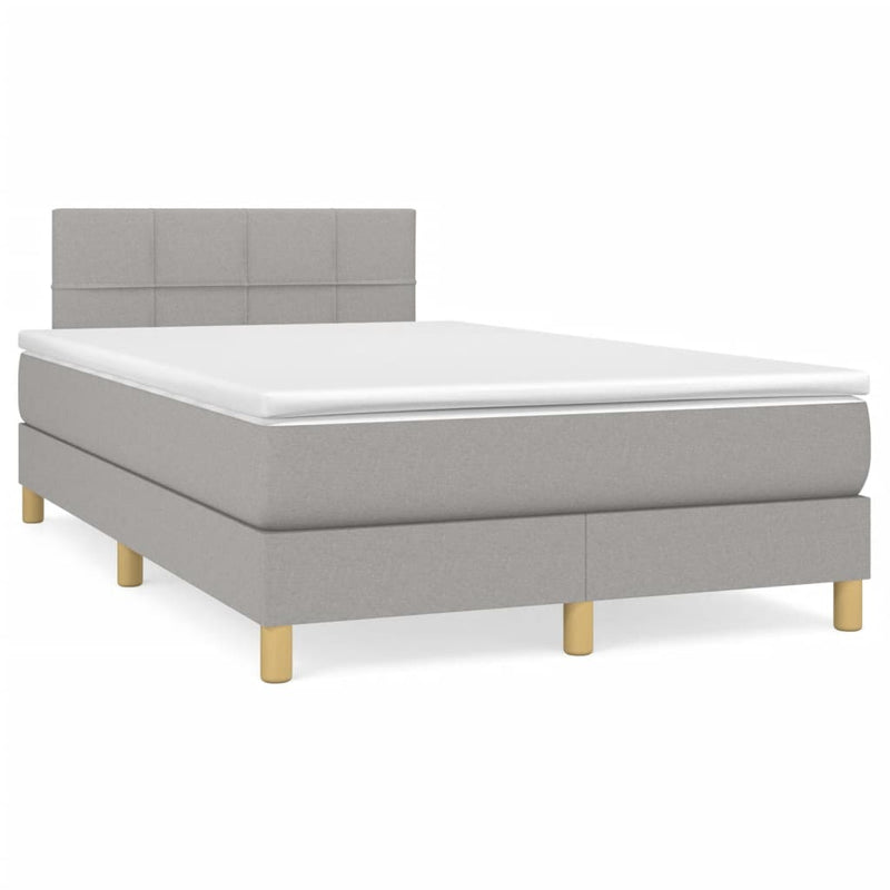 Pat box spring cu saltea, gri deschis, 120x200 cm, textil