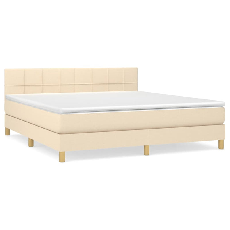 Pat continental cu saltea, crem, 180x200 cm, textil