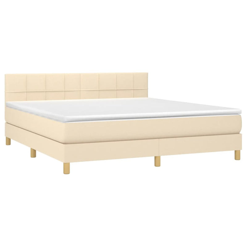 Pat continental cu saltea, crem, 180x200 cm, textil