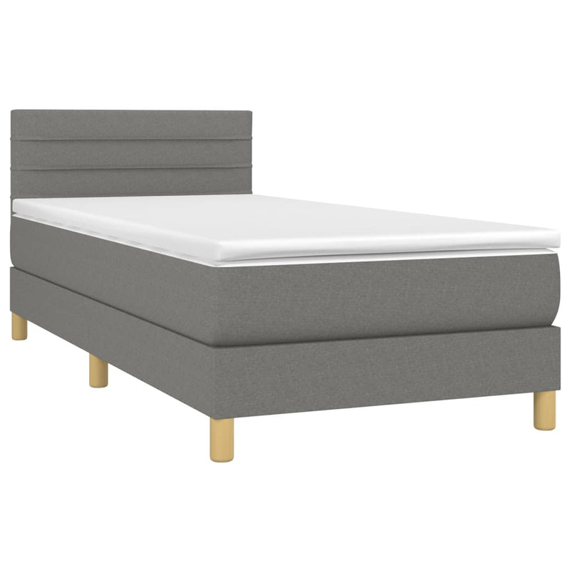 Pat box spring cu saltea, gri închis, 80x200 cm, textil