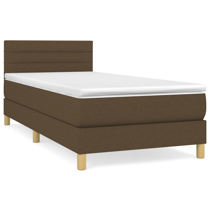 Pat box spring cu saltea, maro închis, 80x200 cm, textil