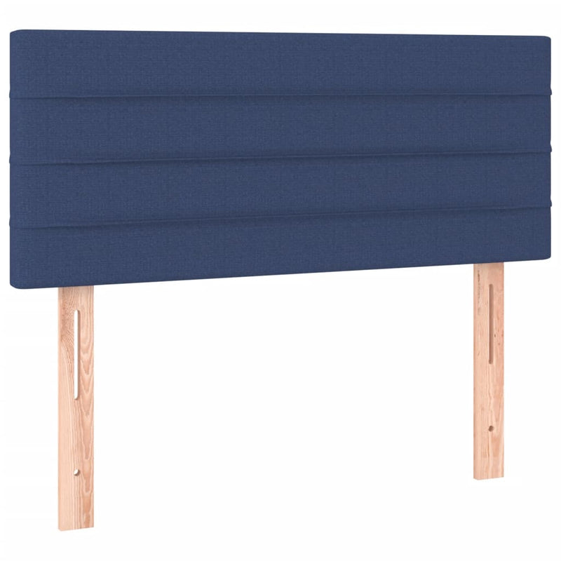 Pat box spring cu saltea, albastru, 100x200 cm, textil