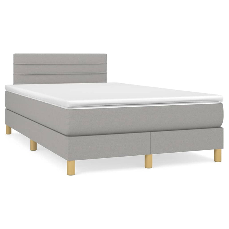 Pat box spring cu saltea, gri deschis, 120x200 cm, textil