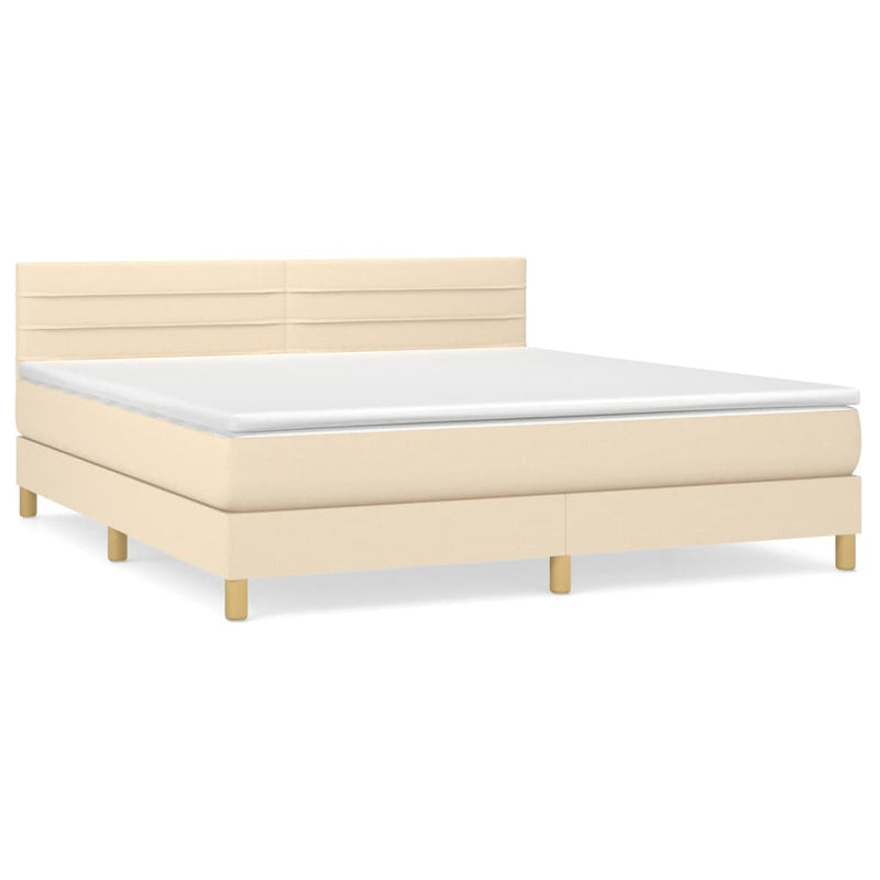 Pat continental cu saltea, crem, 180x200 cm, textil