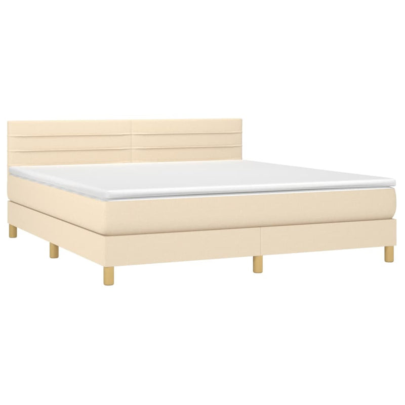 Pat continental cu saltea, crem, 180x200 cm, textil