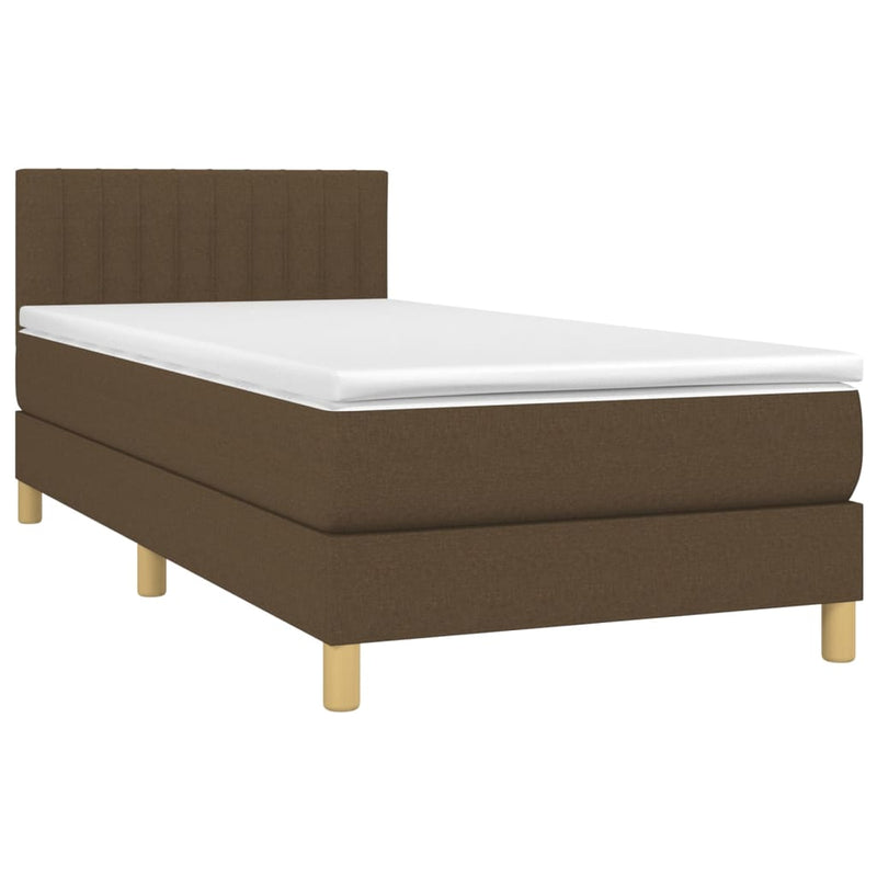 Pat box spring cu saltea, maro închis, 80x200 cm, textil